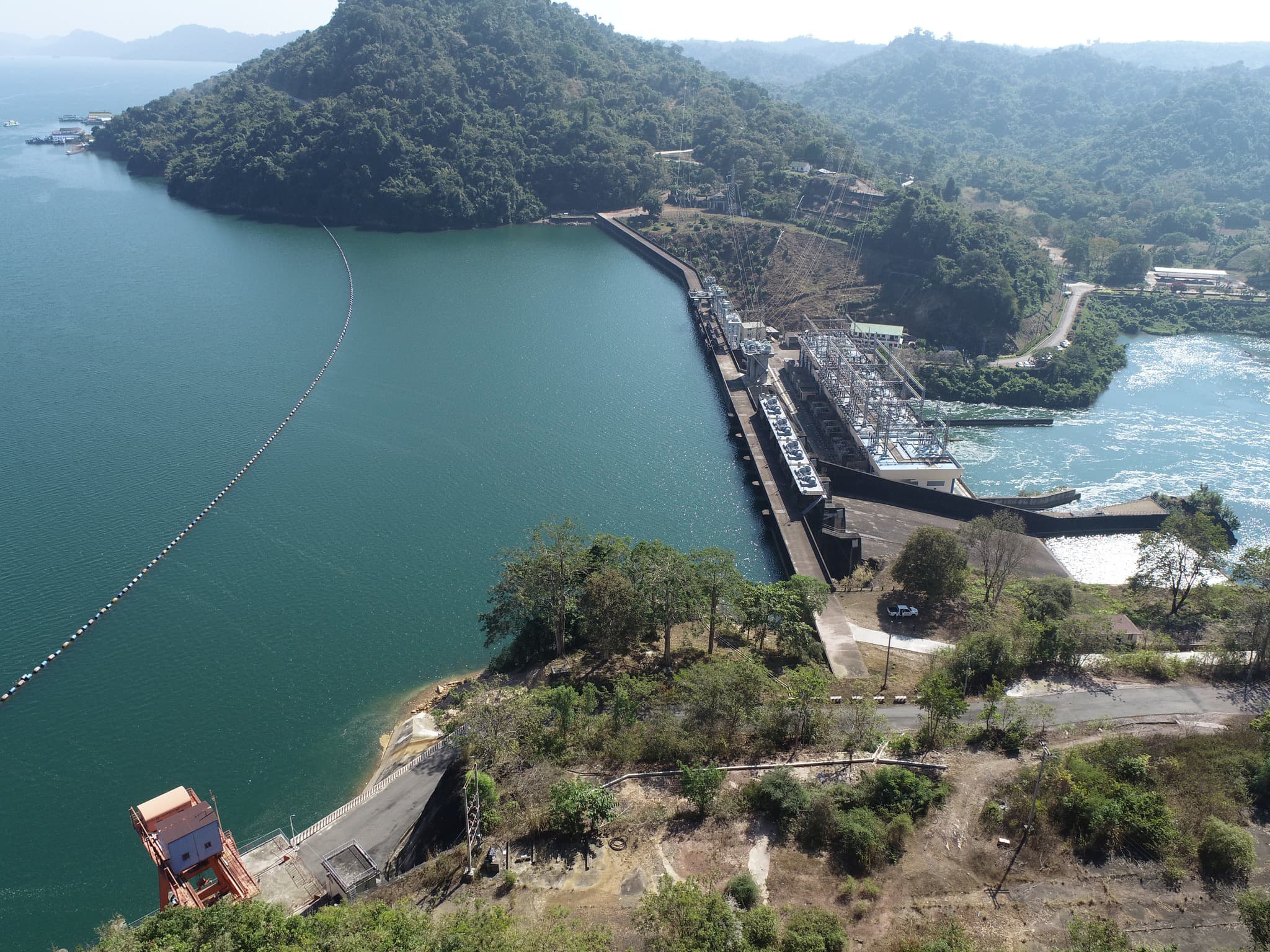 Hydroelectric dam and reservoir in Laos